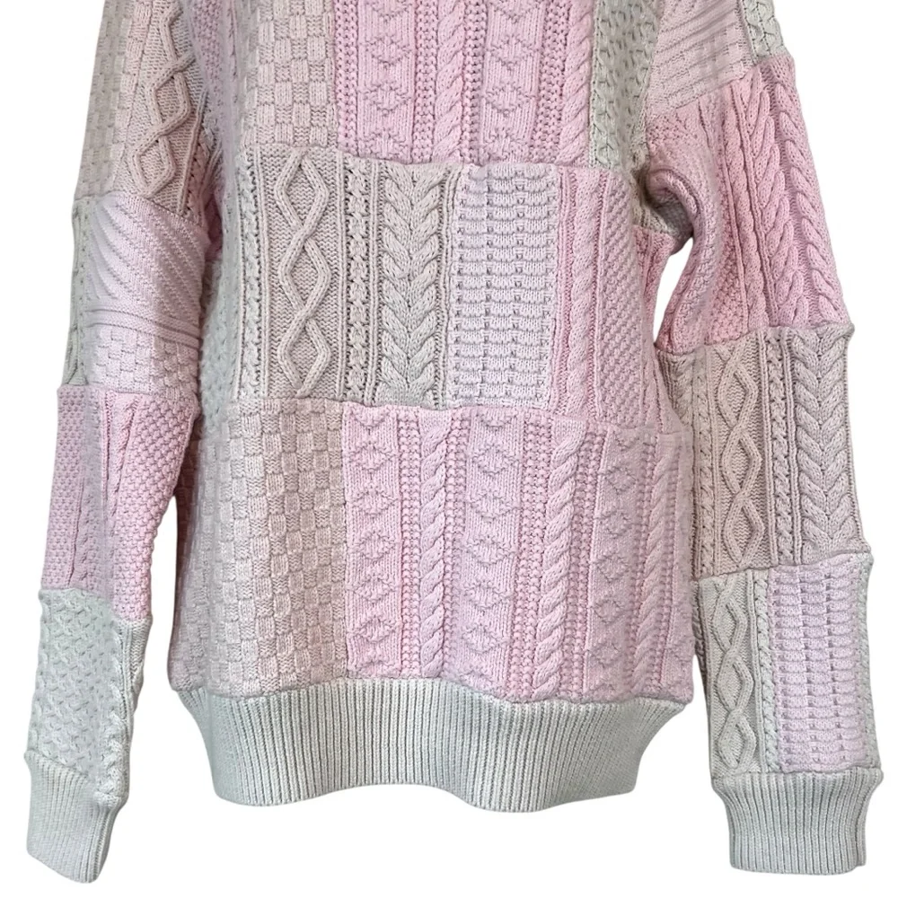 J. CREW Heritage Patchwork Cotton Cable-knit Sweater NWT